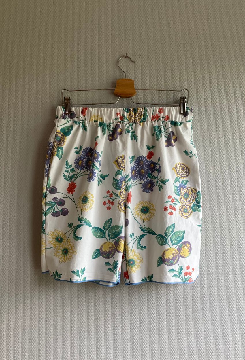 White Floral Shorts