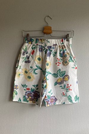 White Floral Shorts