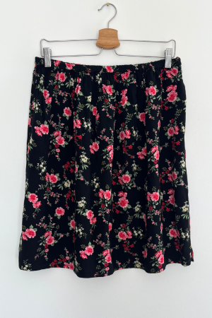 Flowery Black Skirt