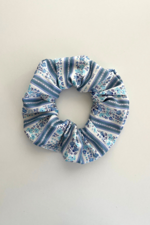Blue and White Flowers Scrunchie