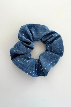 Blue Jeans with White Dots Scrunchie