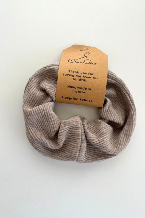 Brown Ribbed Jersey Scrunchie