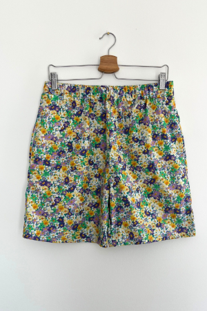 Flowery Purple and Yellow Shorts