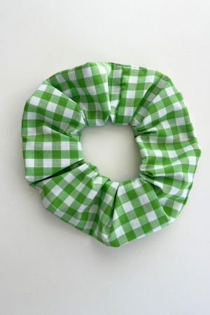 Green and White Scrunchie