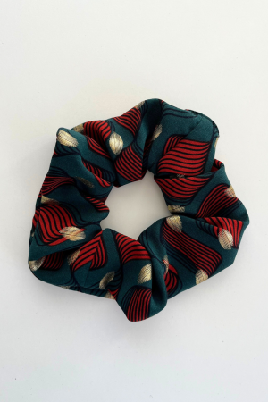 Green and Red with a touch of Gold Scrunchie