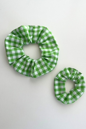 Matchy Matchy Green and White Scrunchies