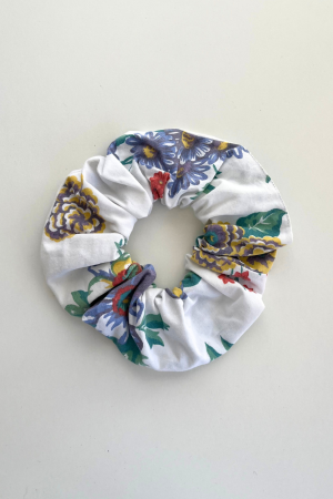 White Floral Scrunchie