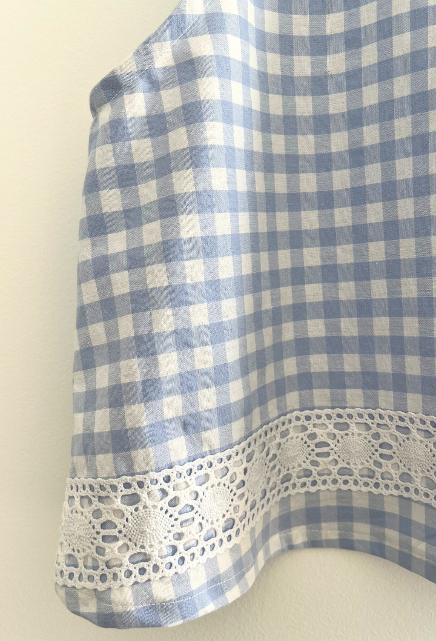 Blue Gingham Top with Lace - Image 3