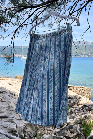 Flowery and Striped Blue Skirt