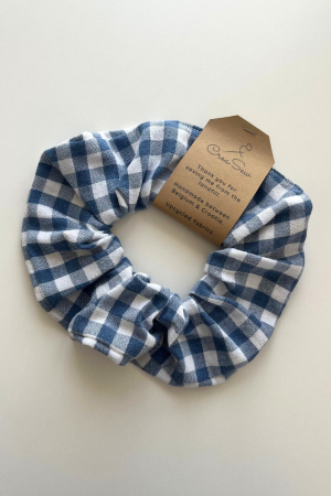 Dark Blue Gingham Scrunchie