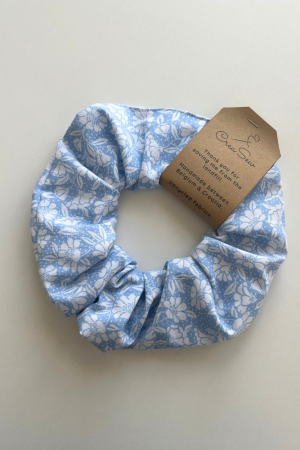 Flowery Blue Scrunchie