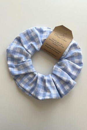 Blue Gingham Scrunchie