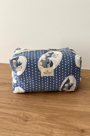 Blue and White Teddy Bear Toiletry Bag