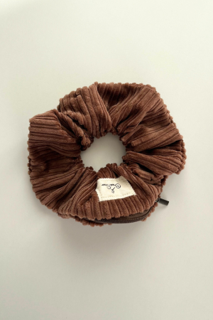 Brown Velvet Zipper Scrunchie