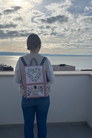 Flowery Denim Backpack