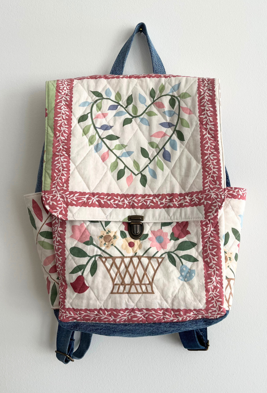 Flowery Denim Backpack - Image 3