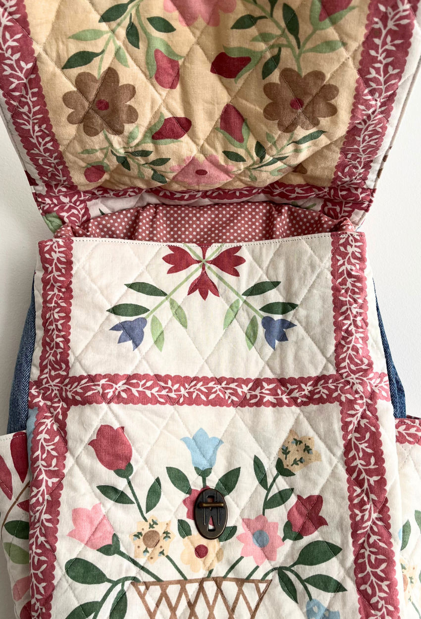 Flowery Denim Backpack - Image 6