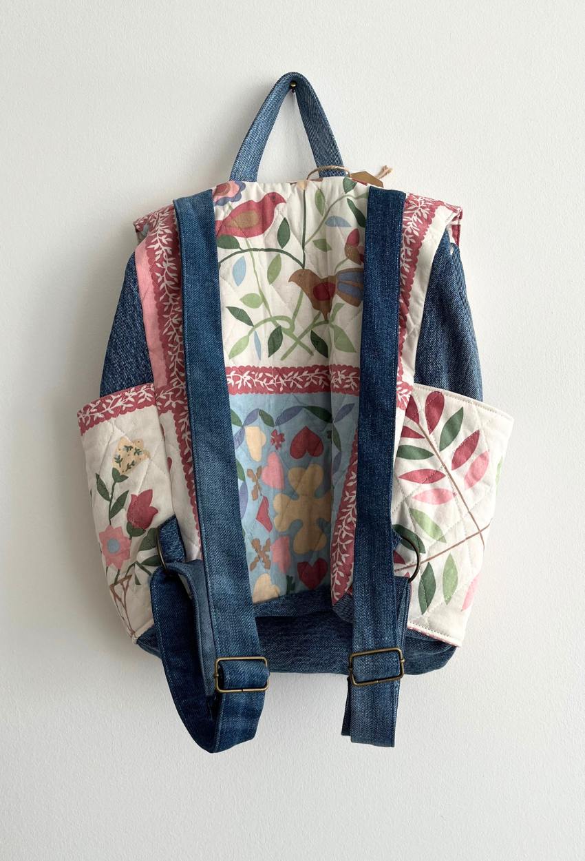 Flowery Denim Backpack - Image 9