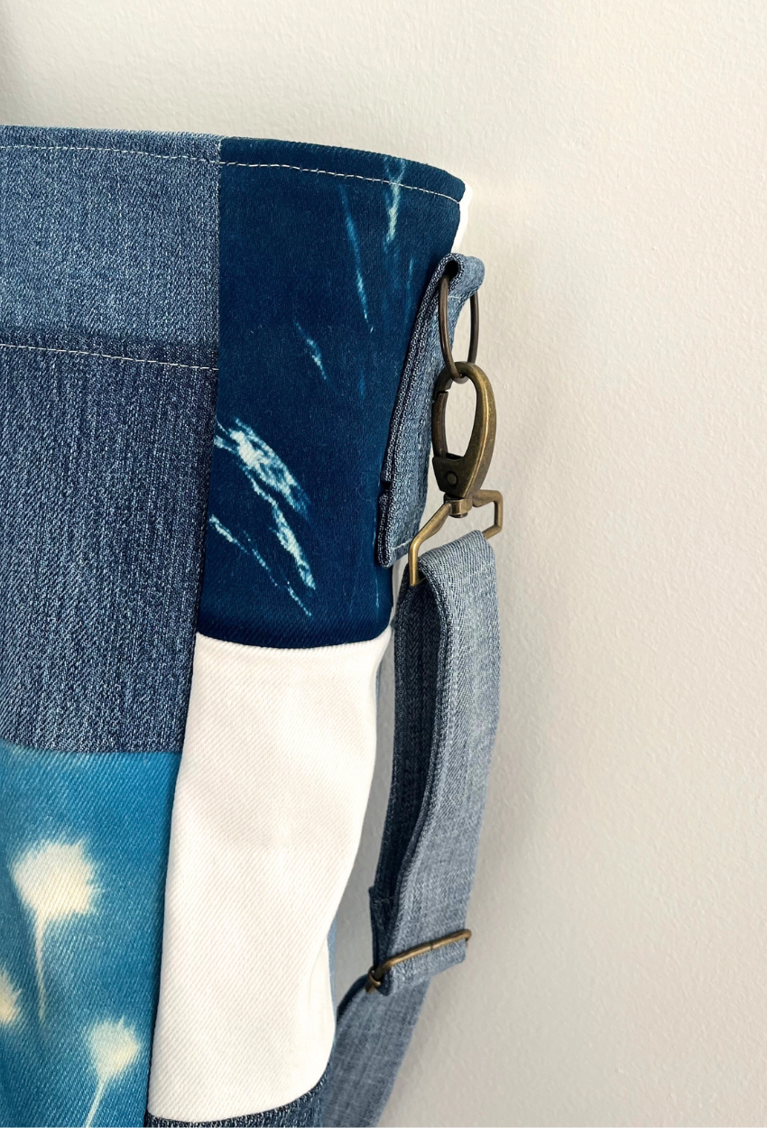 Hand-Printed Cyanotype Patchwork Tote - Image 7