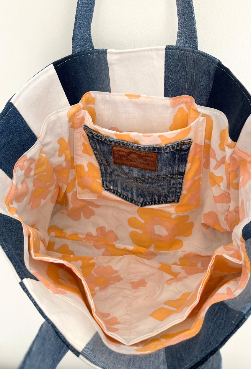 Hand-Printed Cyanotype Patchwork Tote - Image 10