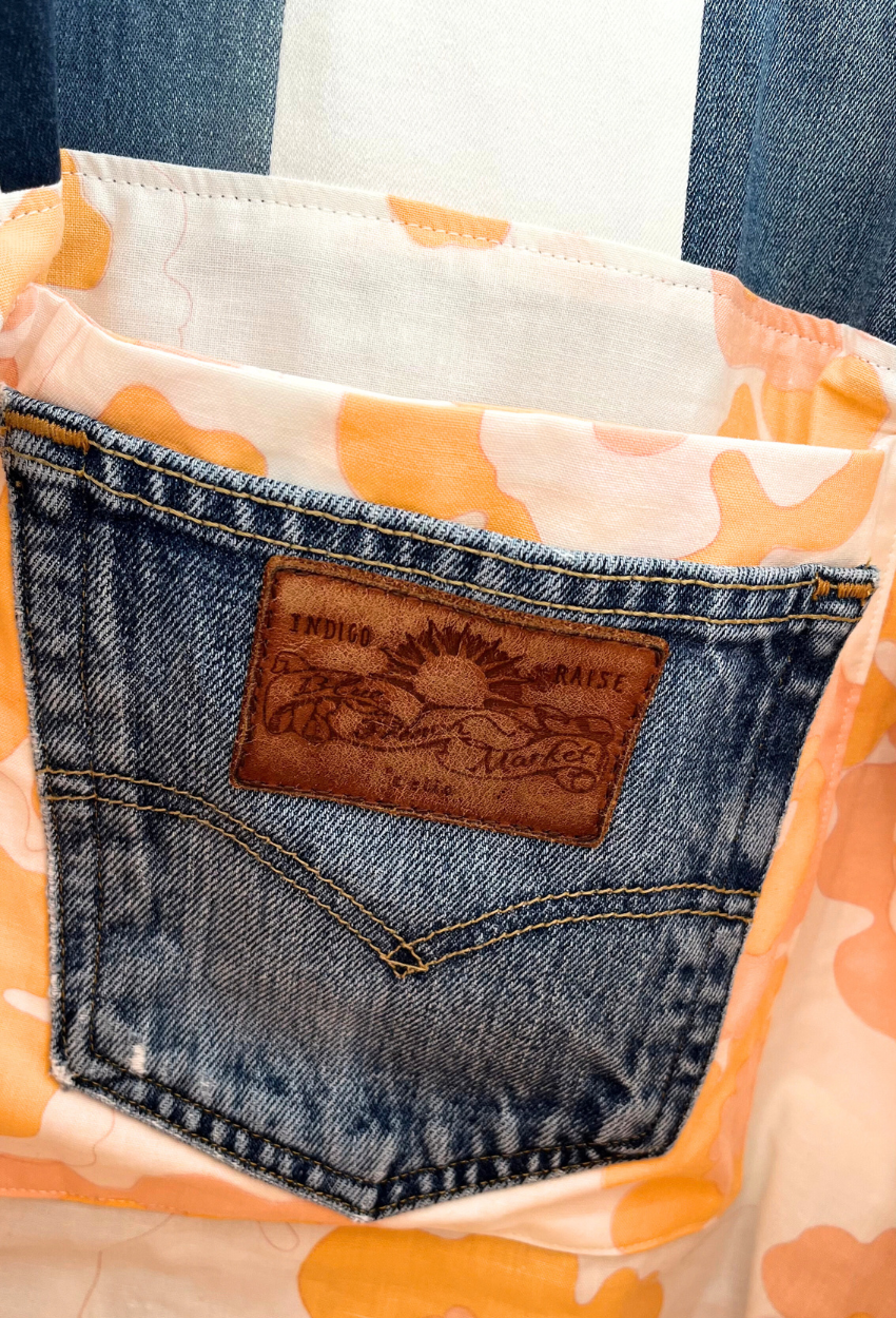 Hand-Printed Cyanotype Patchwork Tote - Image 9