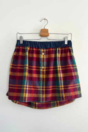 Burgundy Checked Skirt