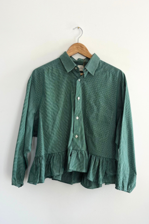 Green Gathered Ruffle Shirt