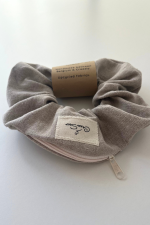 Beige Zipper Scrunchie