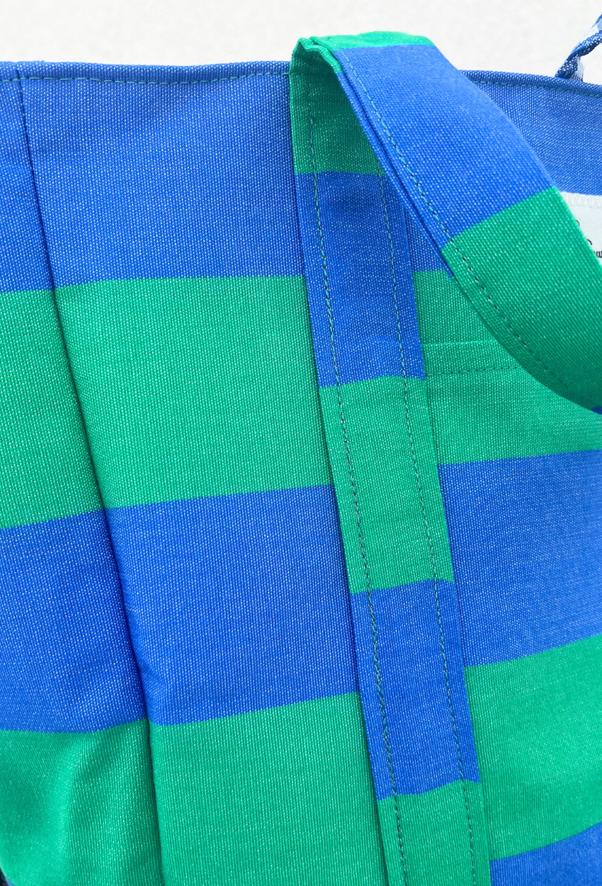 Blue and Green Lined Small Cabas - Image 5