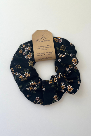 Yellow Flowers and Black Scrunchie