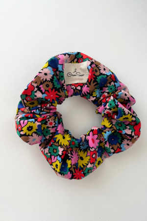 Flower Power Purple Zipper Scrunchie
