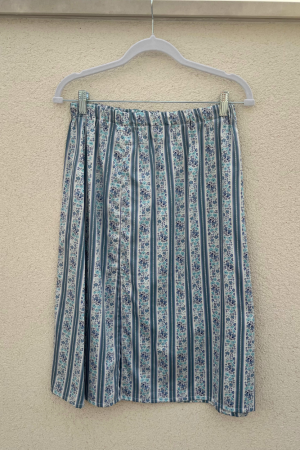 Flowery and Striped Blue Skirt