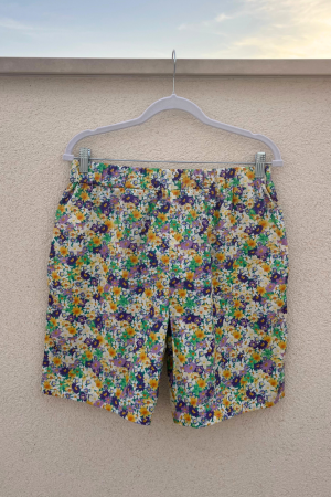 Flowery Purple and Yellow Bermuda