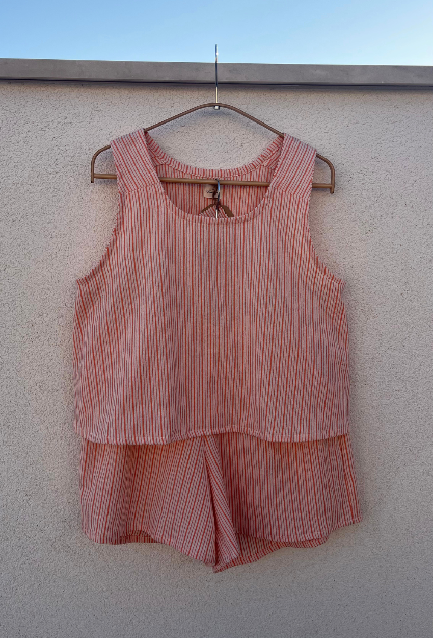 Orange Linen Top and Shorts - Image 2