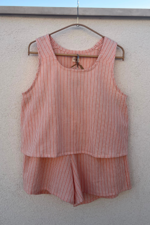 Orange Linen Top and Shorts