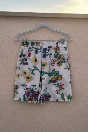 White Floral Bermuda