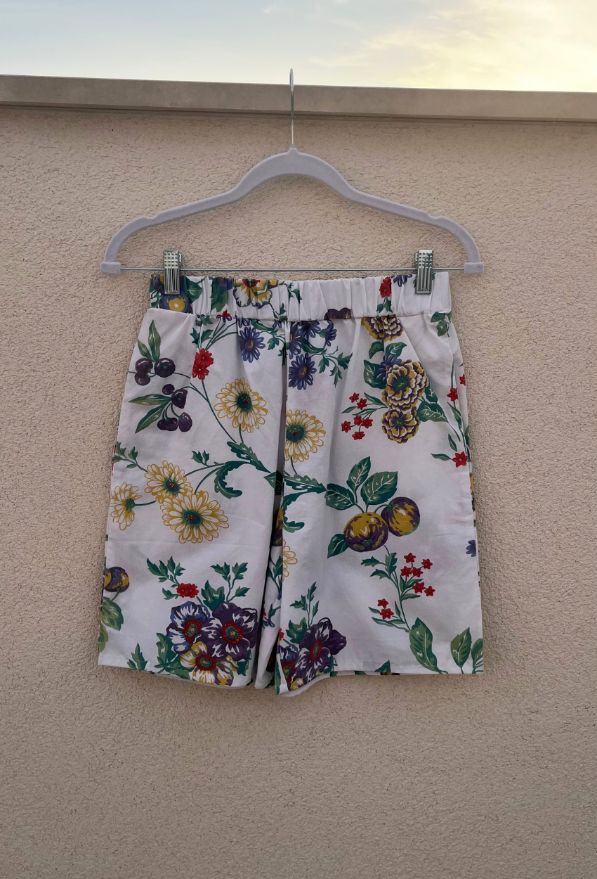 White Floral Bermuda